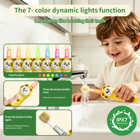 Cepillo de Dientes Eléctrico Tipo C con Diseño de Dibujos Animados para Niños, Luces LED de Colores, Ventosa, Cepillo de Dientes Sónico Eléctrico para el Hogar