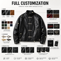 Blouson en cuir PU ciré vintage personnalisé, style aviateur, avec boucle à clip, coupe courte, style motard, streetwear, coupe oversize, manteau de moto