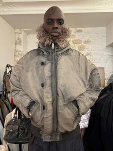 2025 ओम कस्टम कॉलर हूडेड फ्लाइट जैकेट भारी धोया गया - Product Image 2