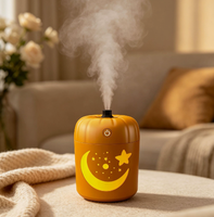 Diffuseur d'huiles essentielles en forme de citrouille, humidificateur aromathérapeutique, veilleuse lune et étoiles, 7 couleurs LED, pour chambre à coucher