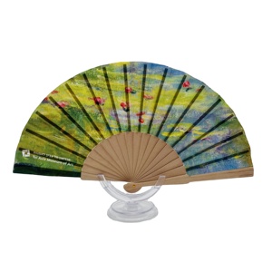 Éventails à main QM pour mariage, avec logo imprimé, en tissu, en bois ou en bambou, pliables, personnalisés, avec sangle réglable - Product Image 2