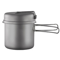 Set Peralatan Masak Portabel untuk Berkemah di Luar Ruangan, Panci Saus Titanium Murni, Panci Sup, Kompatibel dengan Kompor Gas, Kapasitas 1-2L untuk Piknik
