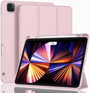 Katlanır akıllı kapak silikon deri iPad kılıfı Air4/Air3 lüks koruyucu Tablet iPad Pro 12.9/11/10 için kalem yuvası kapsar. 5