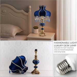 Lámpara de Mesa Romántica con Forma de Tulipán de Resina Azul Real Vintage, Decoración Cálida <span class=keywords><strong>para</strong></span> el Hogar, <span class=keywords><strong>para</strong></span> Dormitorio, Sala de Estar, Comedor - Product Image 5