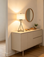Lampe de bureau de style nordique pour la décoration intérieure, base E26, abat-jour en lin, corps en métal, contrôle par capteur/interrupteur AC, source de lumière LED pour salon