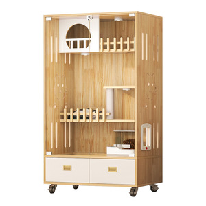Villa para Gatos de Doble Nivel Elevada y Resistente con Cajón de Almacenamiento y Ruedas para Fácil Movimiento - Product Image 4