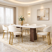 Nouvelle conception de table à manger complète, style glamour pour l'intérieur, 4, 6, 8, 12 places, mobilier d'hôtel italien, ensemble de salle à manger en marbre composite