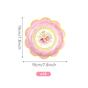 Juego de Vasos y Bandejas de Papel Desechables con Diseño de Flores Personalizado para Decoración de Fiestas de Té, Fiestas en el Jardín, Bodas, Bautizos, Cumpleaños - Product Image 2