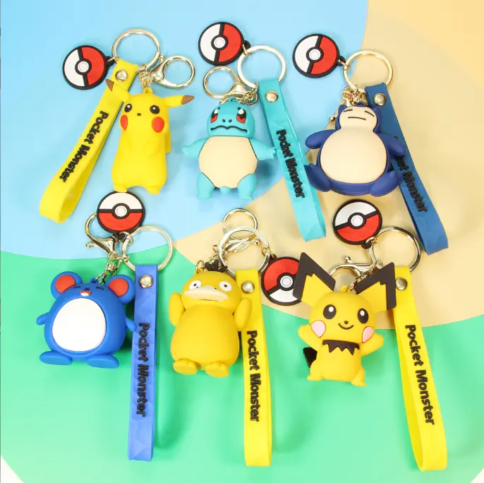 Pokemoned Action Figure Pika Keychain Pokemoned Keychain Squirtle Psyduck Keychain Model Car Key ring