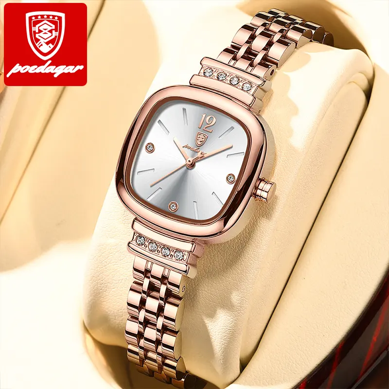 Poedagar Damen elektronische Uhr Top Marke Luxus Edelstahl Lady Großhandel wasserdichte Quarz Armbanduhren für Frauen