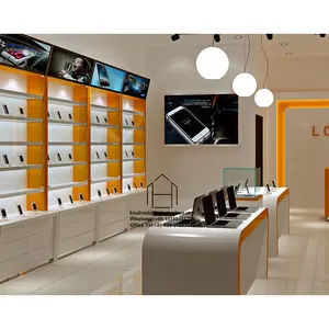 Diseño moderno de quiosco de teléfono móvil Muebles de tienda de teléfono resistentes Diseño de mostrador móvil de estilo personalizado