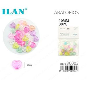 Ilan Abalorios Cuentas acrílicas en forma de corazón de 10 mm iridiscentes para hacer joyas, 30 piezas - Product Image 3