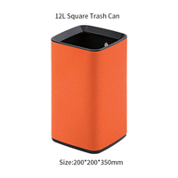 Poubelle carrée en acier inoxydable 12L avec seau intérieur amovible, poubelle métallique d'intérieur à ouverture supérieure pour hôtel, salon, cuisine, bureau
