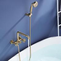 Robinet de baignoire HONGDEC en or brossé de luxe, mitigeur d'eau chaude et froide, robinet à double poignée, ensemble de douche pour salle de bain