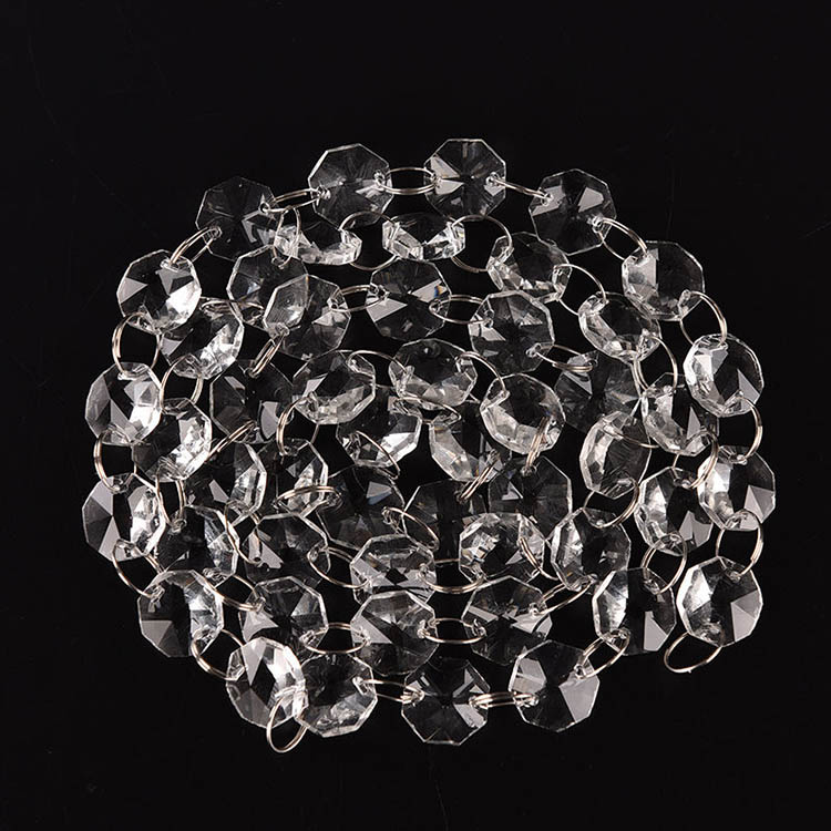 MH-12642 Clear Octagon Beaded Crystal Chain Glass Garlands by Minghuang | Wholesale Home Decor