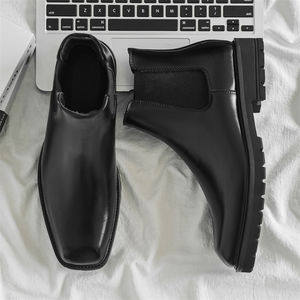 Bottines à lacets pour femmes de style britannique de qualité supérieure, chaussures décontractées pour hommes, bottines Chelsea noires - Product Image 3