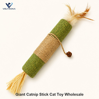 Jouet pour chat géant de luxe en forme de bâton de catnip avec corde en sisal et plumes pour un jeu interactif