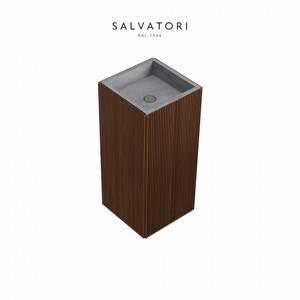 Salvatatori Adda moderno Freestanding 41x41 bagno in legno a coste lavabo lavabo a mano per uso alberghiero per qualsiasi bagno moderno - Product Image 1