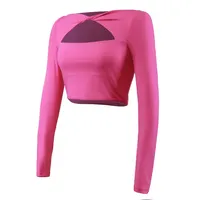 Nuovo 17% Spandex manica lunga donna Yoga Fitness Running top scava fuori camicie sportive con Logo personalizzato Sexy