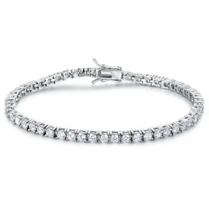 Bracelet de tennis en zircon cubique CZ pour femme, bijoux de luxe, Design classique, rond de 3mm, bracelet de tennis en diamant