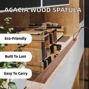 Wholesale 12 Inch Modern Sustainable Solid Acacia Wood <b>Kitchen</b> <b>Helper</b> Durable Portable Spatula with String - Product Image 2