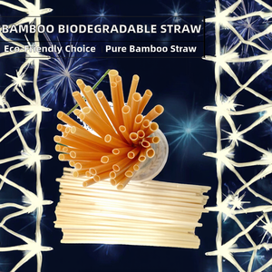 Nouvelles pailles jetables en bambou naturel biodégradables sans PFAS pour fêtes et camping, en paille de blé, forme droite, échantillon gratuit - Product Image 2