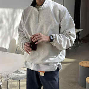 Suéter Americano Vintage para Hombre, con Cierre de 1/4, Holgado, Informal, con Letras, Sudadera con Cuello Redondo, Sudadera con Cierre para Hombre - Product Image 4