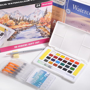 BeCreative – Kit de Peinture à l'<span class=keywords><strong>Aquarelle</strong></span> Solide 24 Couleurs Personnalisables, <span class=keywords><strong>Prix</strong></span> de Gros, avec Pinceau à Eau et Bloc de Dessin - Product Image 2