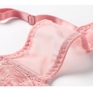 Ensemble soutien-gorge et culotte en dentelle brodée pour femmes, confortable, en coton fin, vente en gros - Product Image 4