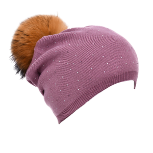<span class=keywords><strong>Bonnet</strong></span> souple en laine mélangée de haute qualité <span class=keywords><strong>pour</strong></span> femmes chapeau confortable d'hiver avec diamant scintillant strass véritable <span class=keywords><strong>fourrure</strong></span> <span class=keywords><strong>pompon</strong></span> portable - Product Image 1