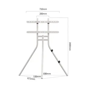 White Living Room Furniture 3 Legs Mobile TV Cart Mobile Mount 42-86 Inch Height Adjustable Artistic Floor Standing YS613W