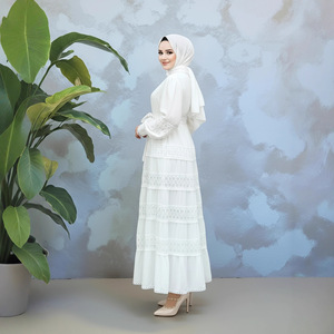 M351 # Abito Vintage Primaverile da Donna con 6 Colori, Produzione Cinese, Colletto Alto, Cuciture in Pizzo e Ampia <span class=keywords><strong>Gonna</strong></span> - Product Image 3