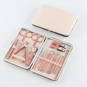 Magnifique ensemble de manucure et pédicure en acier inoxydable rose doré 18 pièces avec coupe-ongles, outils de beauté pour femmes et filles - Product Image 4