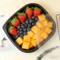 Afhaallocatie voedselverpakkingen doos nieuw design rond vierkant fruitsalade containers PS plastic dozen voor picknick