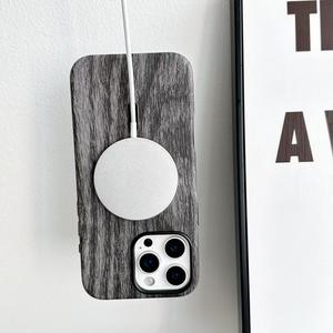 Étui de téléphone portable de luxe en bois et cuir avec revêtement intérieur en feuille, recharge sans fil, antichoc, protection, poignée de téléphone portable - Product Image 4