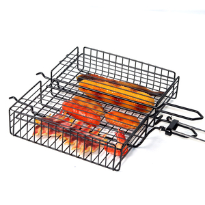 Cast Iron Barbecue <strong>Grill</strong> Basket Portable BBQ <strong>Grill</strong> Net for Fish Steak <strong>Vegetable</strong> - Product Image 2