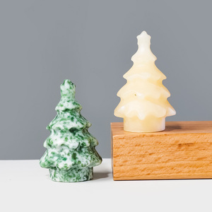 Mini Ornement de Sapin de Noël en Cristal, <span class=keywords><strong>Sculpture</strong></span> d'Arbre en <span class=keywords><strong>Pierre</strong></span> Naturelle Sculptée, Décoration de Bureau de Noël, Cadeau - Product Image 4
