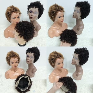Letsfly $26 Promotion Wholesales Pixie Short Cut <b>Wigs</b> With 4C Hairline Remy 100% Human Hair 13x4 <b>Lace</b> Frontal <b>Wig</b> Black Woman - Product Image 4