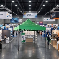 Carpa Plegable Cuadrada con Estructura de Hierro para Publicidad, Toldo de 3m para Exteriores, Protección Solar y Contra la Lluvia