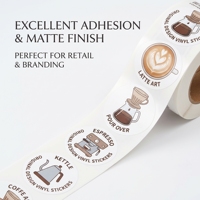 Autocollants prédécoupés sur rouleau en vinyle brillant, motifs mascotte de dessin animé, pour tasses à café, bouteilles, produits à marque privée, autocollants en rouleau pour étiquettes