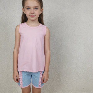 GSSO3462 rts Ensemble sans manches rose uni imprimé pour petite fille, tenue basique pour enfant, vente en gros - Product Image 1