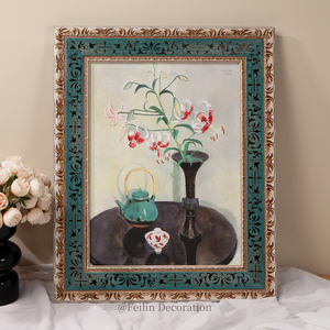 Peintures à l'huile <span class=keywords><strong>de</strong></span> fleurs et <span class=keywords><strong>de</strong></span> personnages vintage <span class=keywords><strong>Renoir</strong></span>, art mural, cadre en bois, toile, décoration intérieure, mariage, luxe - Product Image 2