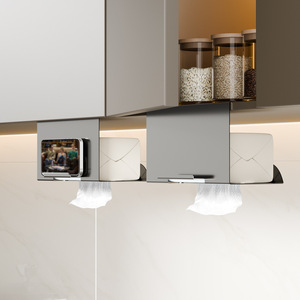 <b>Kitchen</b> <b>Paper</b> Towel Holder Rectangular Spear Gray No Drill Mount Under Cabinet Storage Rack For <b>Kitchen</b> Tissue And Phone - Product Image 1