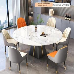 Hot Sale Modern High End Smart Convertible Rectangular to Round <b>Extendable</b> Large Stone <b>Dining</b> <b>Table</b> for Hotel Use JCJJ-818# Ston - Product Image 2