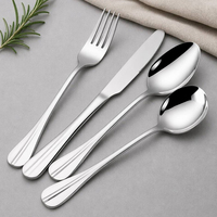 Ensemble de couverts complets pour hôtel avec logo personnalisé, manche large, couteau, cuillère et fourchette, en acier inoxydable, pour restaurant