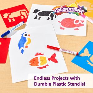 Lot de 6 pochoirs <span class=keywords><strong>animaux</strong></span> lavables en plastique pour les artisans de <span class=keywords><strong>peinture</strong></span> tropicale pour l'art et la créativité - Product Image 2