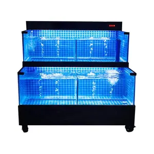 two layers ABS Live Snow Crab Seafood lobster Fish Tank Aquarium with Chiller Cooler Filtration system for Supermarket