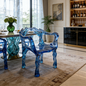 Chaise de salle à manger en résine cristalline, design moderne minimaliste, mobilier de salle à manger, fauteuil transparent de luxe - Product Image 4