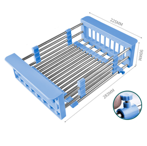 Scolapiatti Retrattile <span class=keywords><strong>da</strong></span> Cucina, Cestello Filtrante Regolabile, Organizzatore per Asciugare Piatti, Verdure e Frutta sul Lavello - Product Image 2