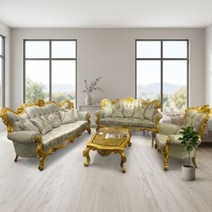 Luxury Traditional Convertible 8 Seater Royal Living Room <b>Sofa</b> Set Solid <b>Wood</b> <b>Frame</b> Sponge Filled Premium Upholstered Seating - Product Image 4